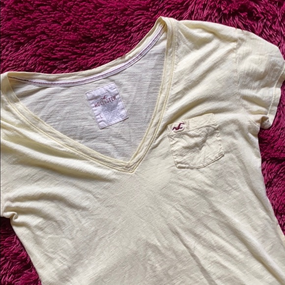 Hollister yellow v-neck sheer top - Picture 2 of 8